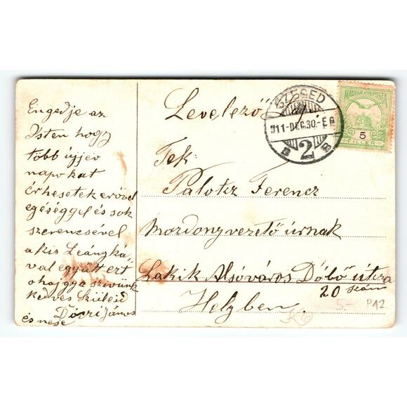 New Year Postcard Child With Whip Pig Eating Four Leaf Clovers Gel EAS Germany - Picture 2 of 2